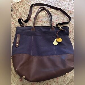 R.Riveter - Carry All Canvas Tote w/ Leather Trim - Otto - Navy / Brown